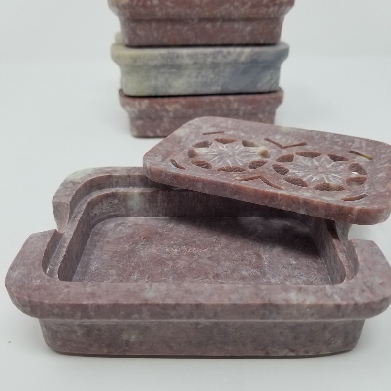 Details about   Natural SOAPSTONE 2pc.OVAL Lattice Insert SOAP DISH by TS Pink No Two Are Alike 